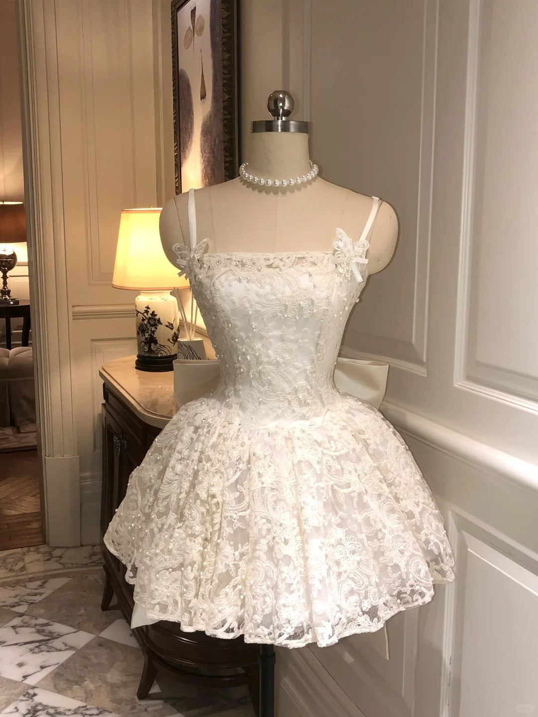 A Line Lace Short Party Dress Short Evening Dress cg25553