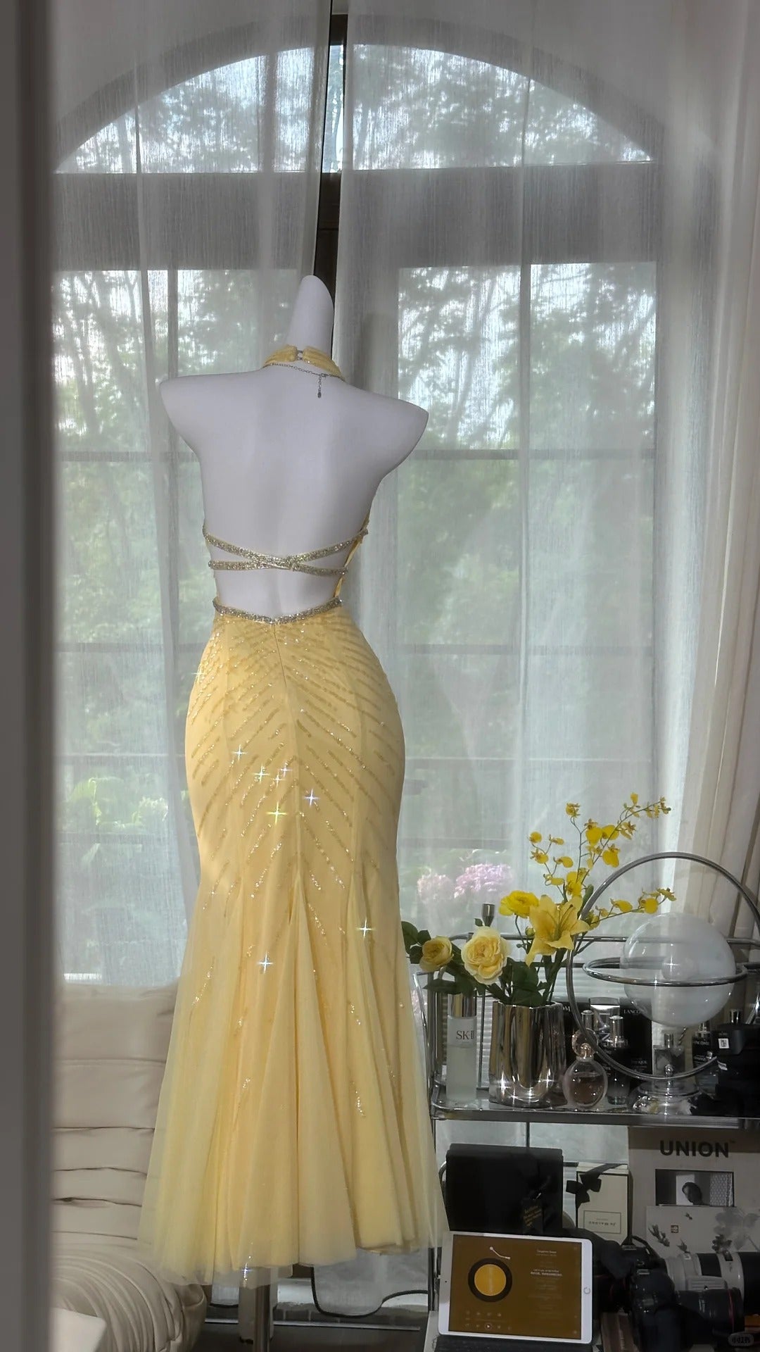 Yellow Prom Party Dresses Unique Evening Dress Vintage Princess Dress cg26031