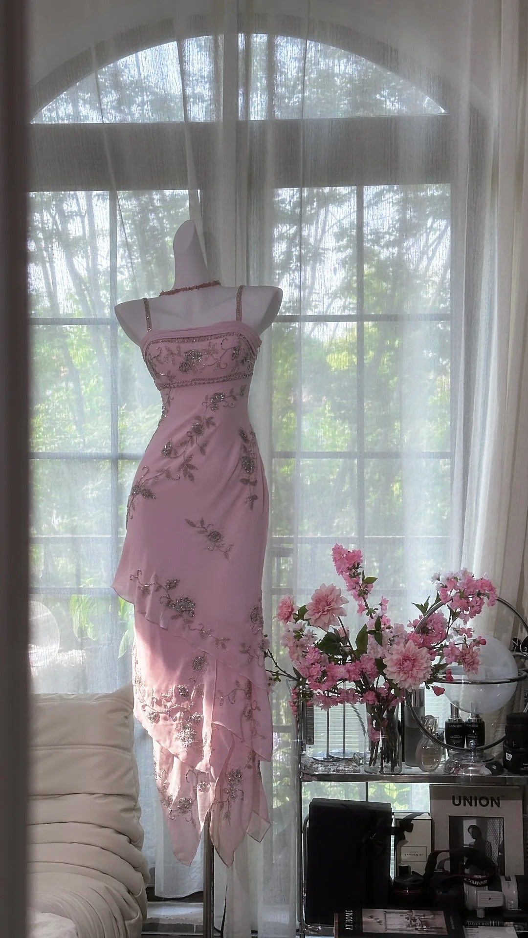 Pink Vintage Dresses, Long Evening Dress cg25980