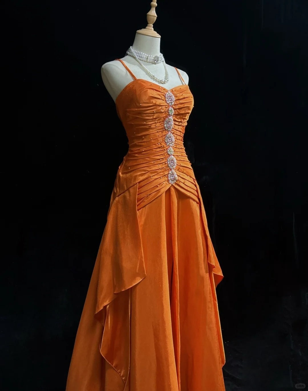 A Line Orange Formal Dress Vintage Long Party Dress Evening Dress Prom Dresses cg25718