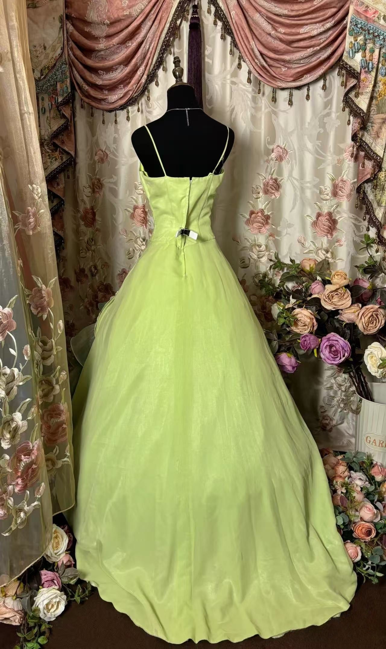 A Line Green Vintage Prom Party Dresses Unique Long Evening Dress cg25914