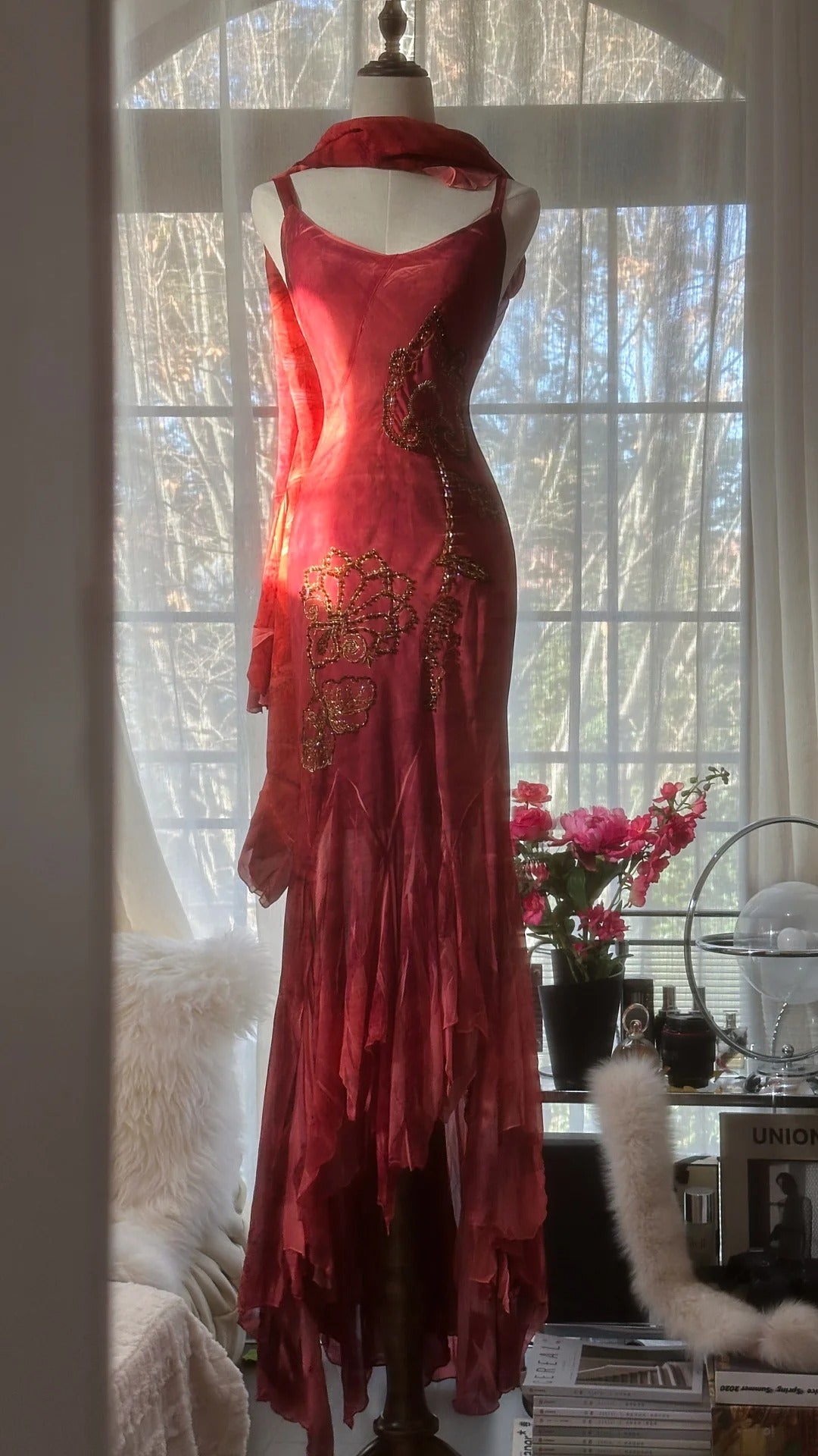 Vintage Evening Dresses, Burgundy Sleeveless Long Party Gowns cg25523