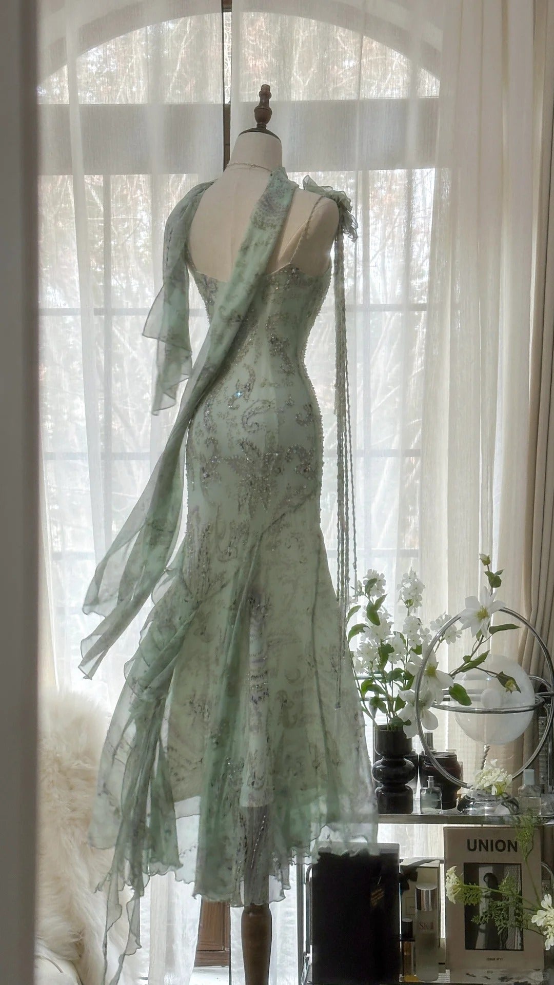 Vintage Evening Dresses, Sleeveless Green Party Gowns cg25515