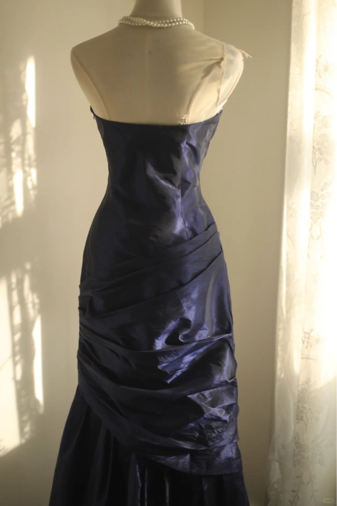 Strapless Navy Blue Prom Party Dresses Unique Long Evening Dress cg25942