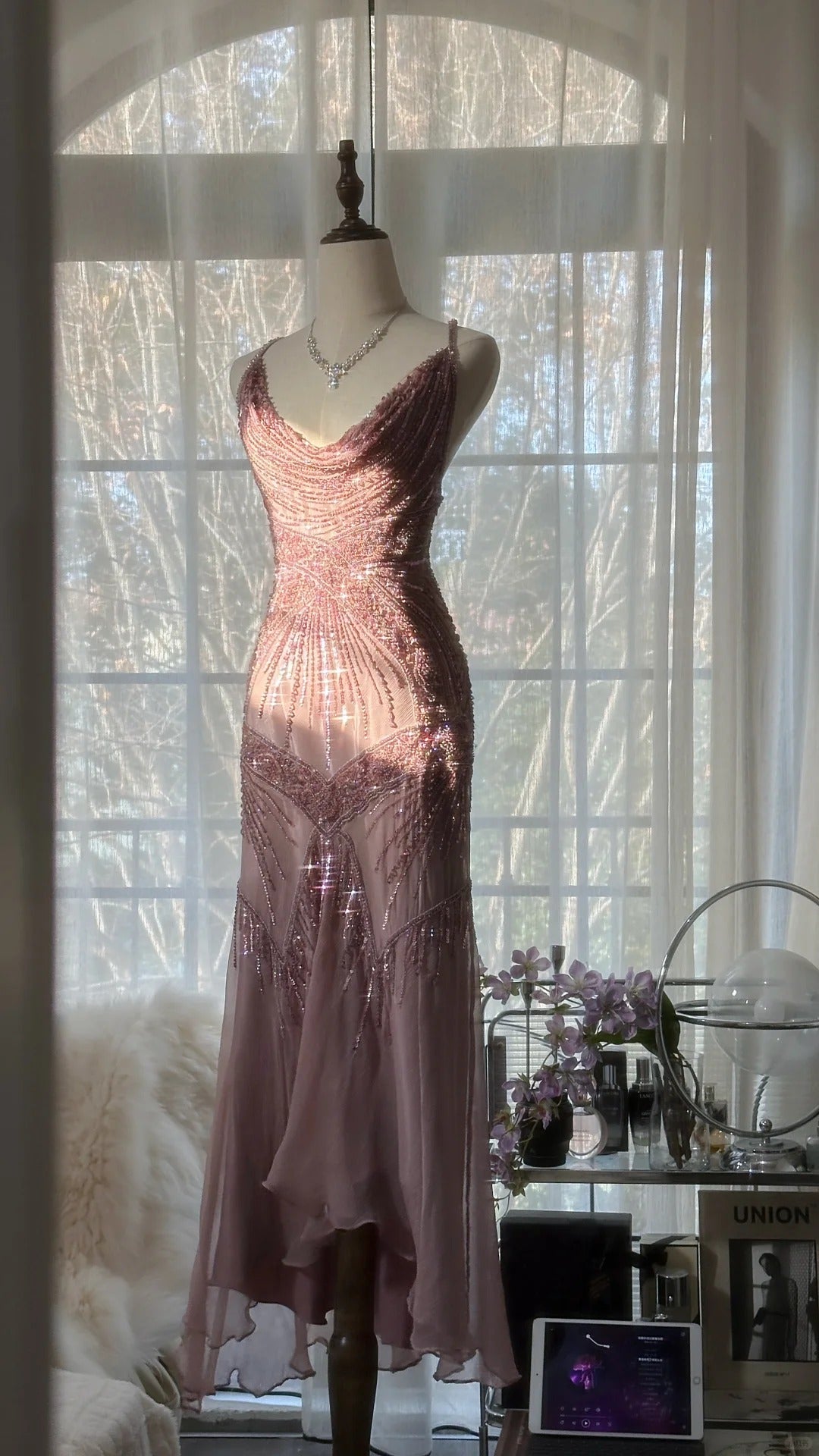 Vintage Evening Dresses, Sleeveless Pink Party Gowns cg25514