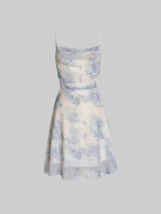 Chiffon Printed Dress Short Prom Dress Party Dress cg26061