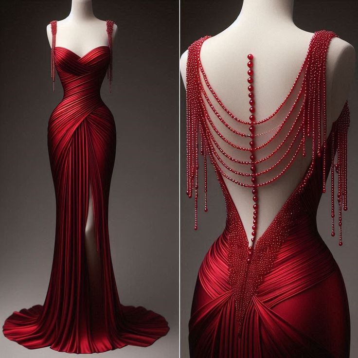 Red mermaid evening dress, sexy sleeveless mermaid long prom dress cg25770