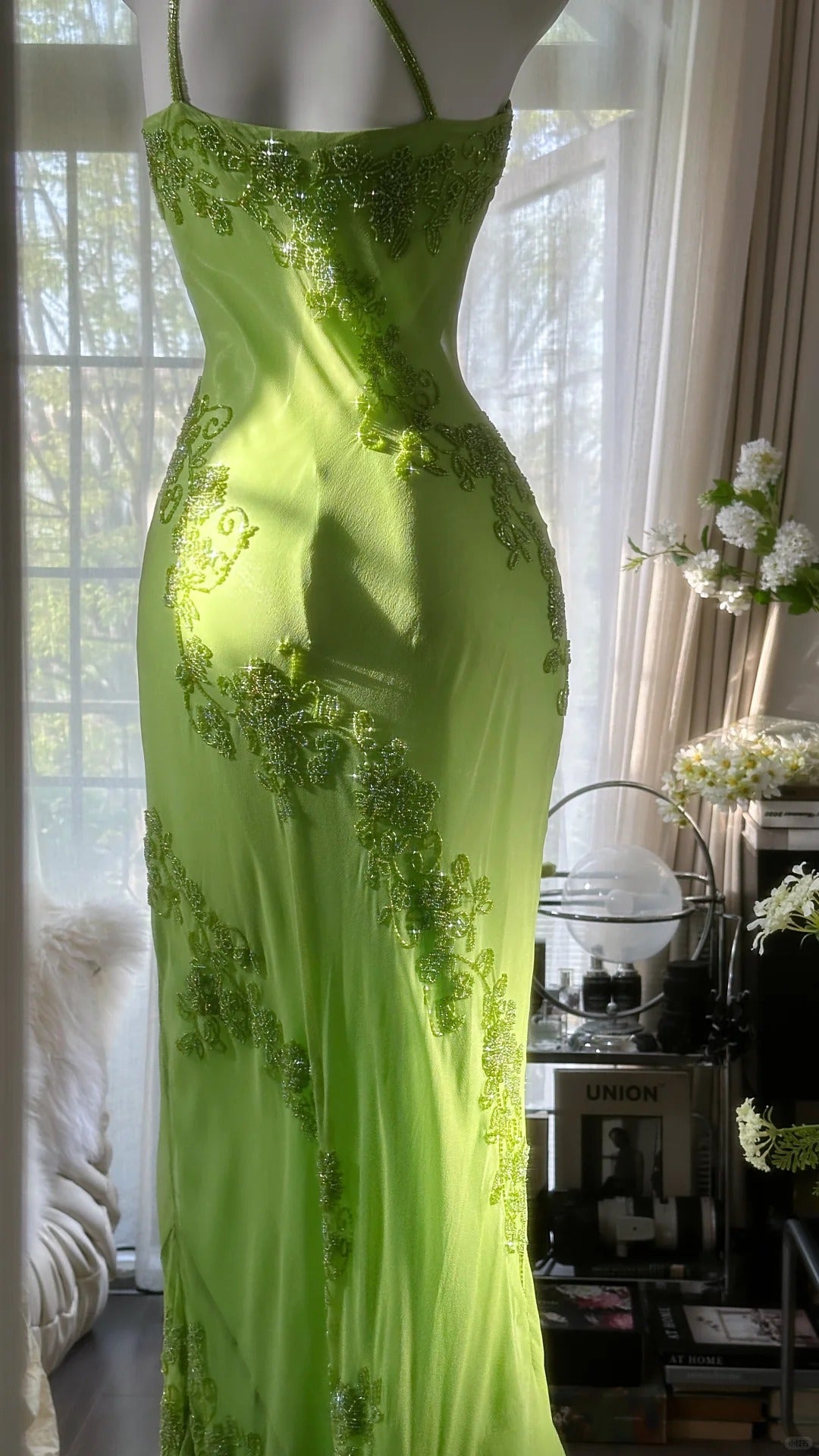 Vintage Evening Dresses, Green Sleeveless Party Gowns cg25531