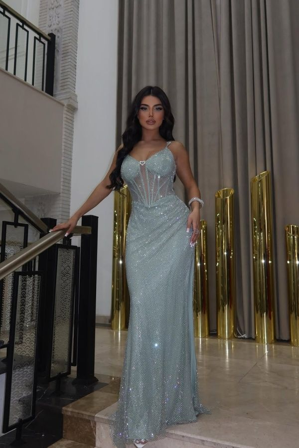 Shining Spaghetti Strap Sleeveless Pleated Prom Dress cg26142