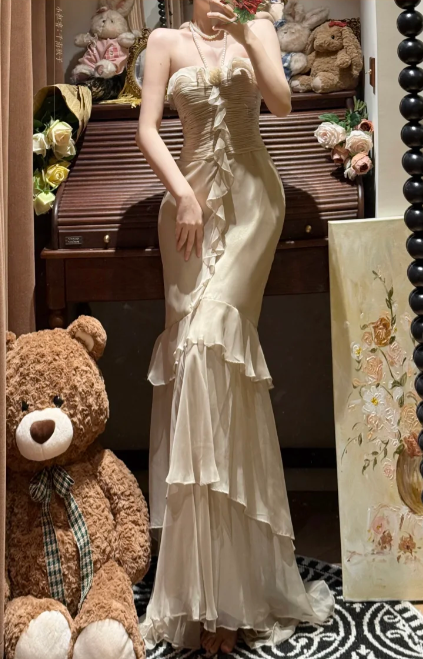 Classy Tiered Prom Party Dress Pleated Evening Dress Graduation Dress – classygown