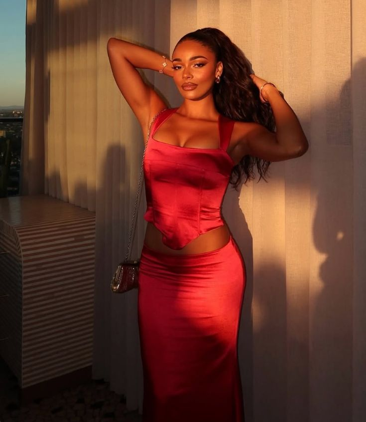 Two Piece Sheath Spaghetti Strap Burgundy Satin Party Dress Evening Dress cg26147