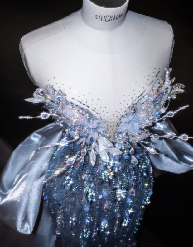 Blaues langes Ballkleid Abendkleid zum 21. Geburtstag cg26107