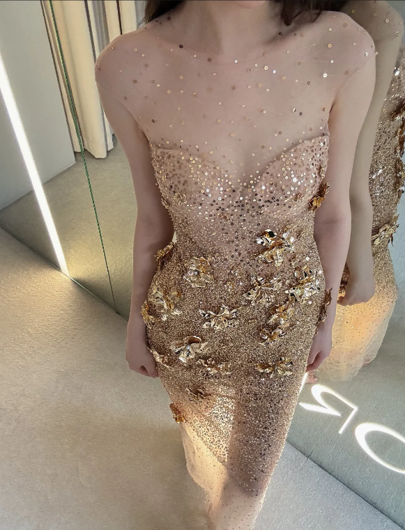 Gold Sequin Prom Party Dress Sparkle Evening Dress 22nd Birthday Outfit cg26247