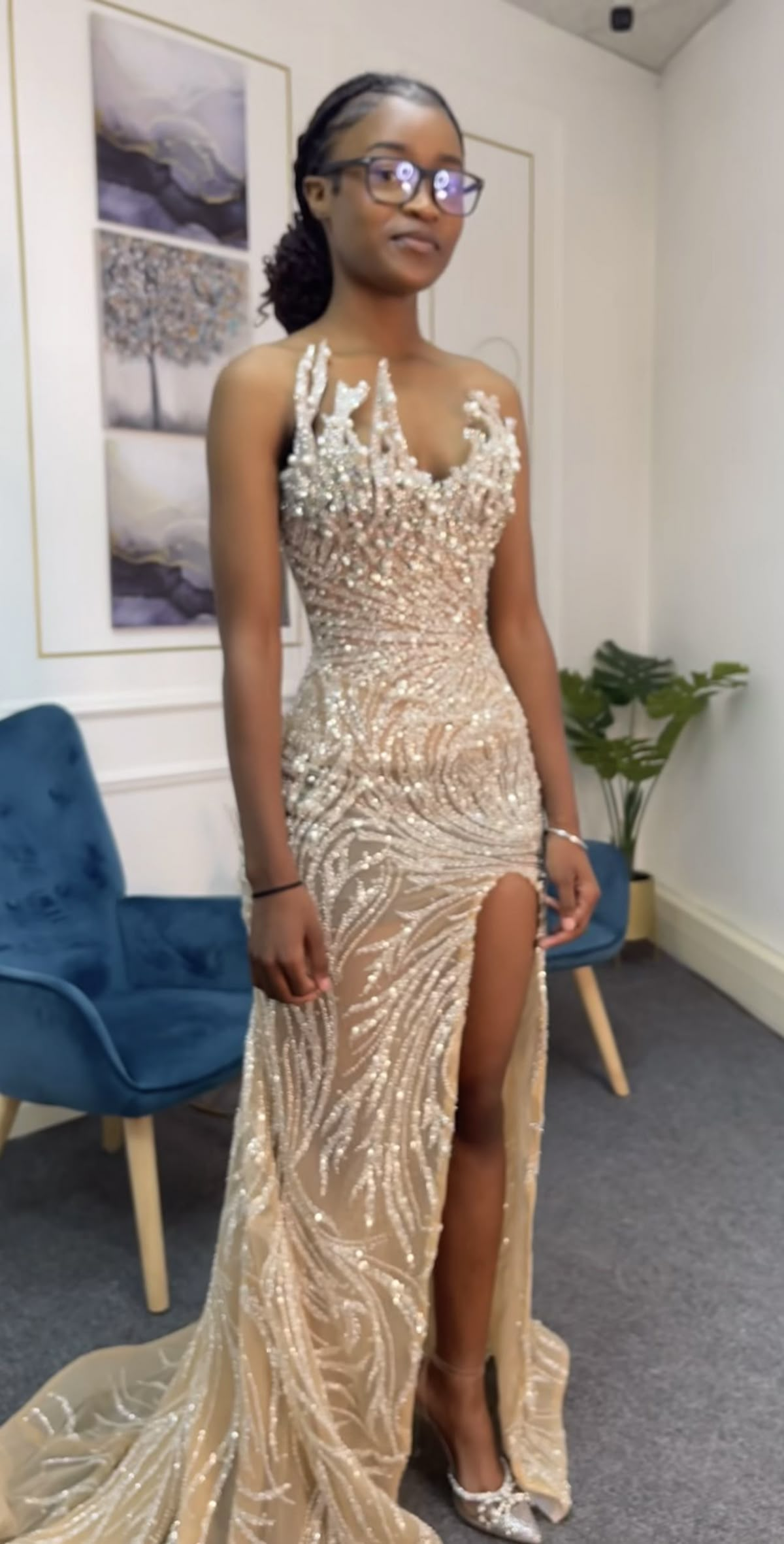 Blaues langes Ballkleid Abendkleid zum 21. Geburtstag cg26107