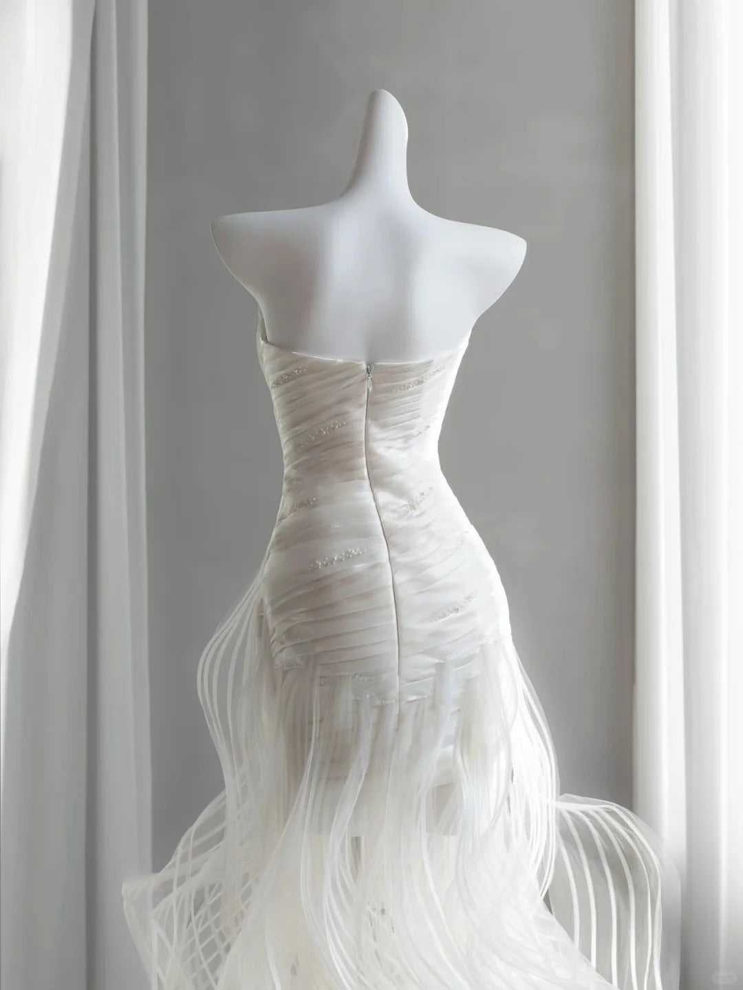 Classy Wedding Dress White Mermaid Ruffles Bridal Gowns CY0001