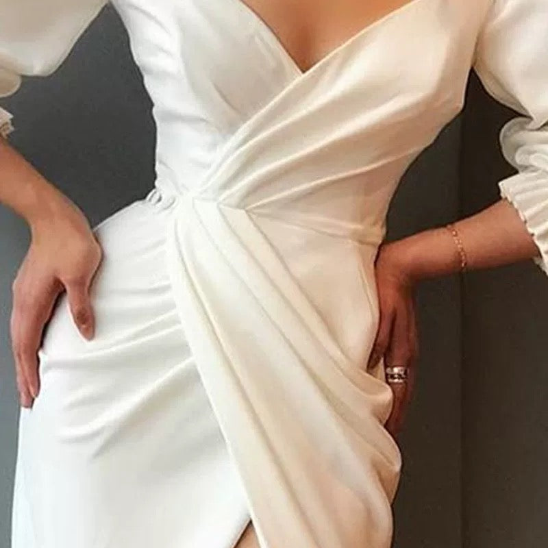 Ballkleider V-Ausschnitt Wadenlang A-Linien-Partykleid für Damen cg19879