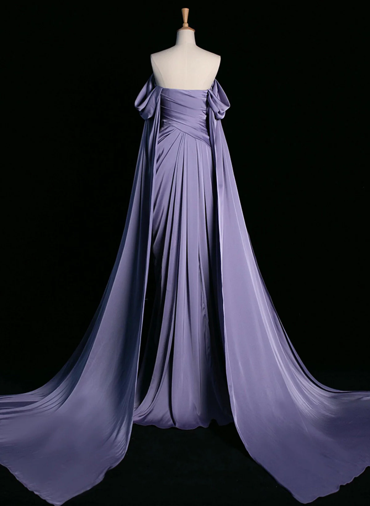 Elegant Purple Satin Prom Dress, Draped Bodice Formal Evening Dress cg25105