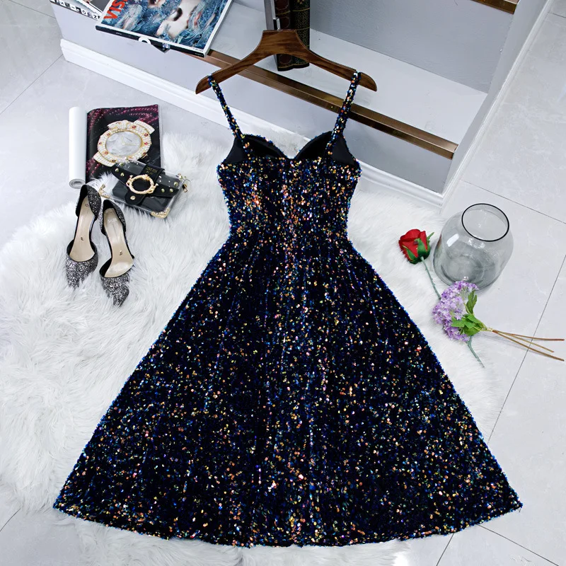 Glitter Spaghetti Straps Back Open Short Dresses Homecoming Dress for Teens cg15784