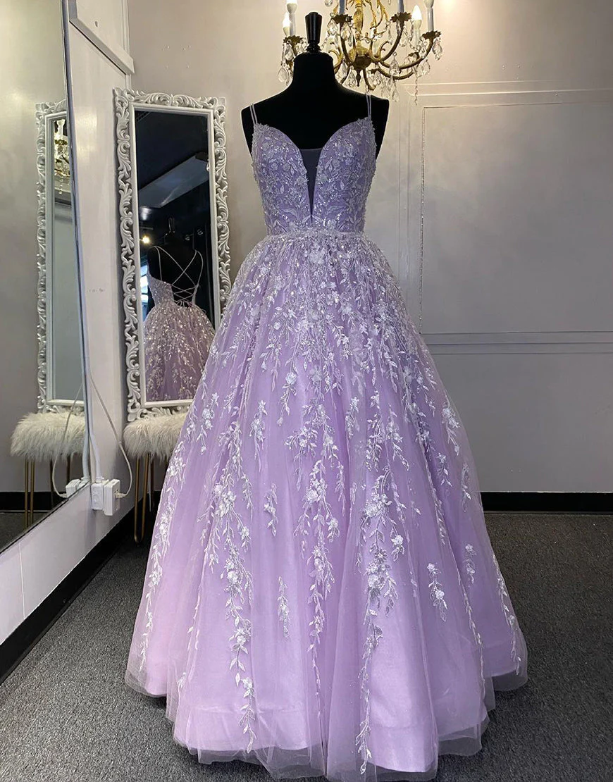 2022 A-Linie lila langes Ballkleid cg20854