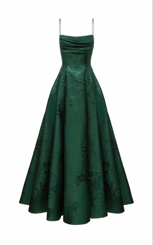 Smaragdgrünes Ballkleid mit Spaghettiträgern, A-Linie, Abendkleid cg24974