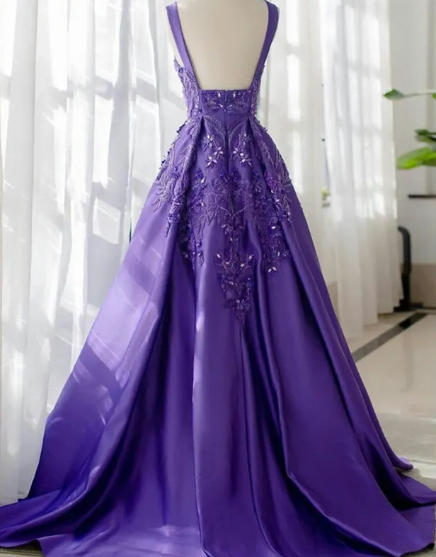 Purple long prom dress, evening dress cg20290
