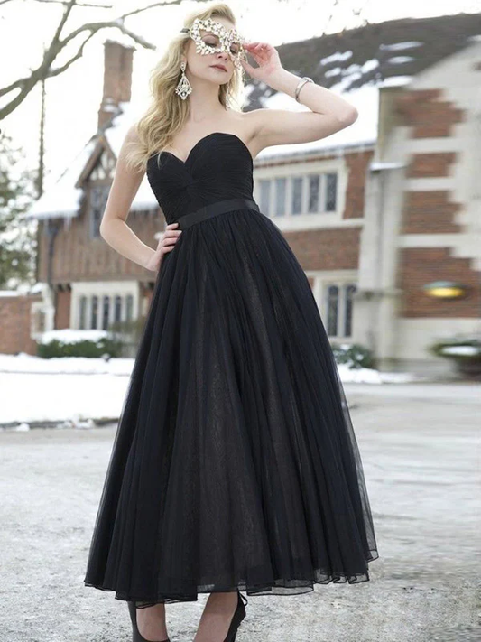Schwarze Ballkleider Sweetheart A-Linie Knöchellang Günstige Sexy Langes Ballkleid cg5705