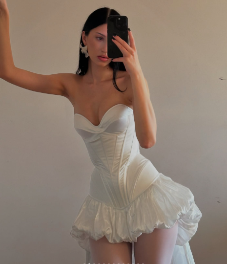 White Strapless Evening Prom Dresses High Low Homecoming Gowns cg25605