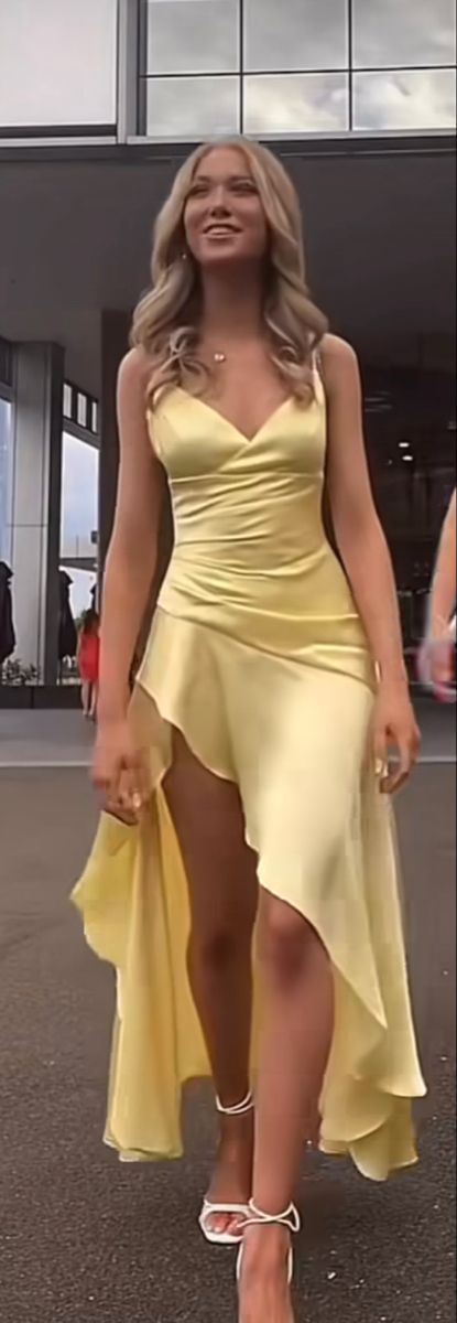 Yellow Evening Dress Sexy Prom Party Dress With Split cg25643