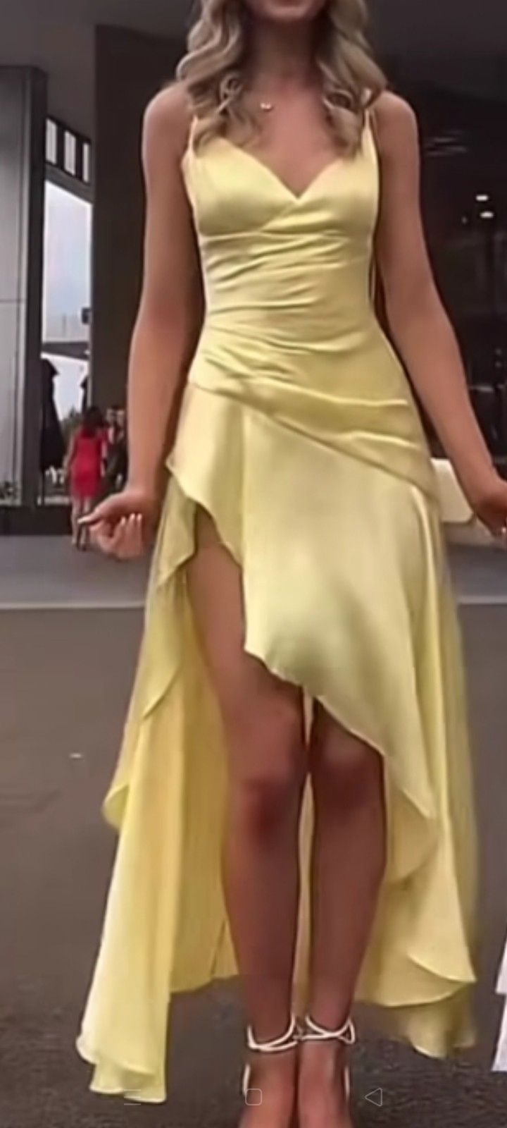 Yellow Evening Dress Sexy Prom Party Dress With Split cg25643
