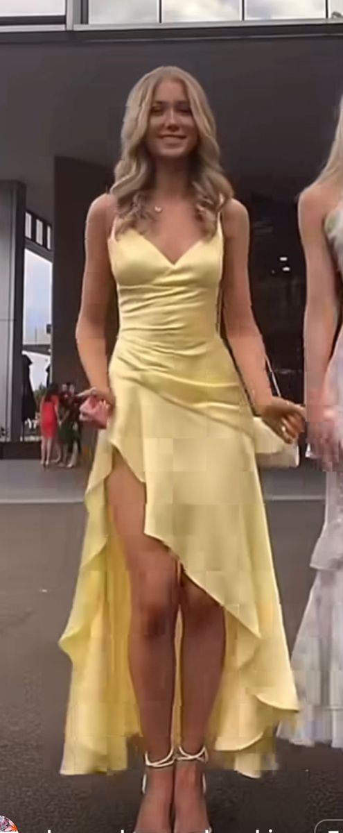 Yellow Evening Dress Sexy Prom Party Dress With Split cg25643