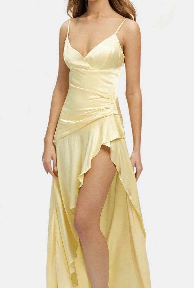 Yellow Evening Dress Sexy Prom Party Dress With Split cg25643
