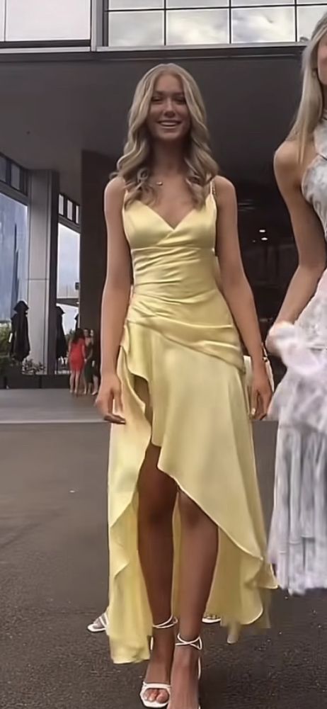 Yellow Evening Dress Sexy Prom Party Dress With Split cg25643