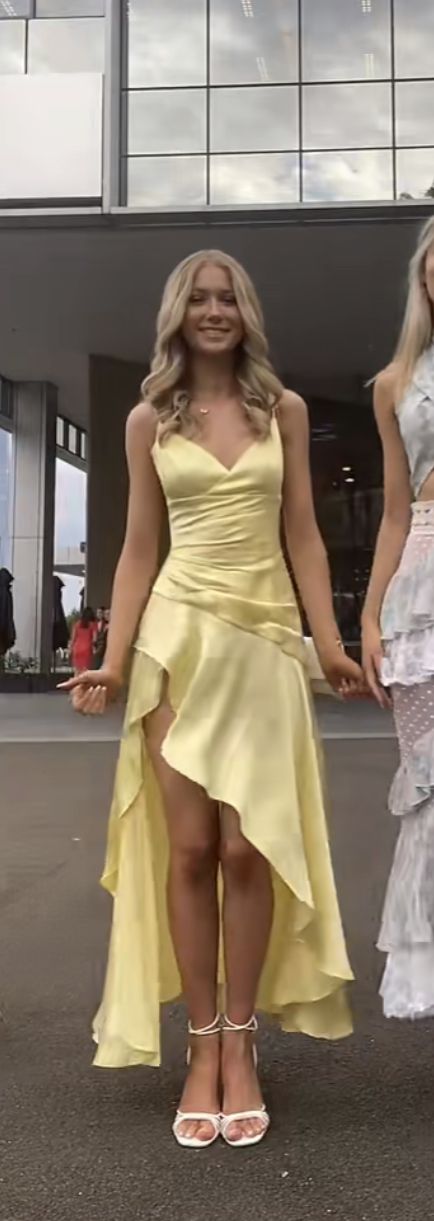 Yellow Evening Dress Sexy Prom Party Dress With Split cg25643