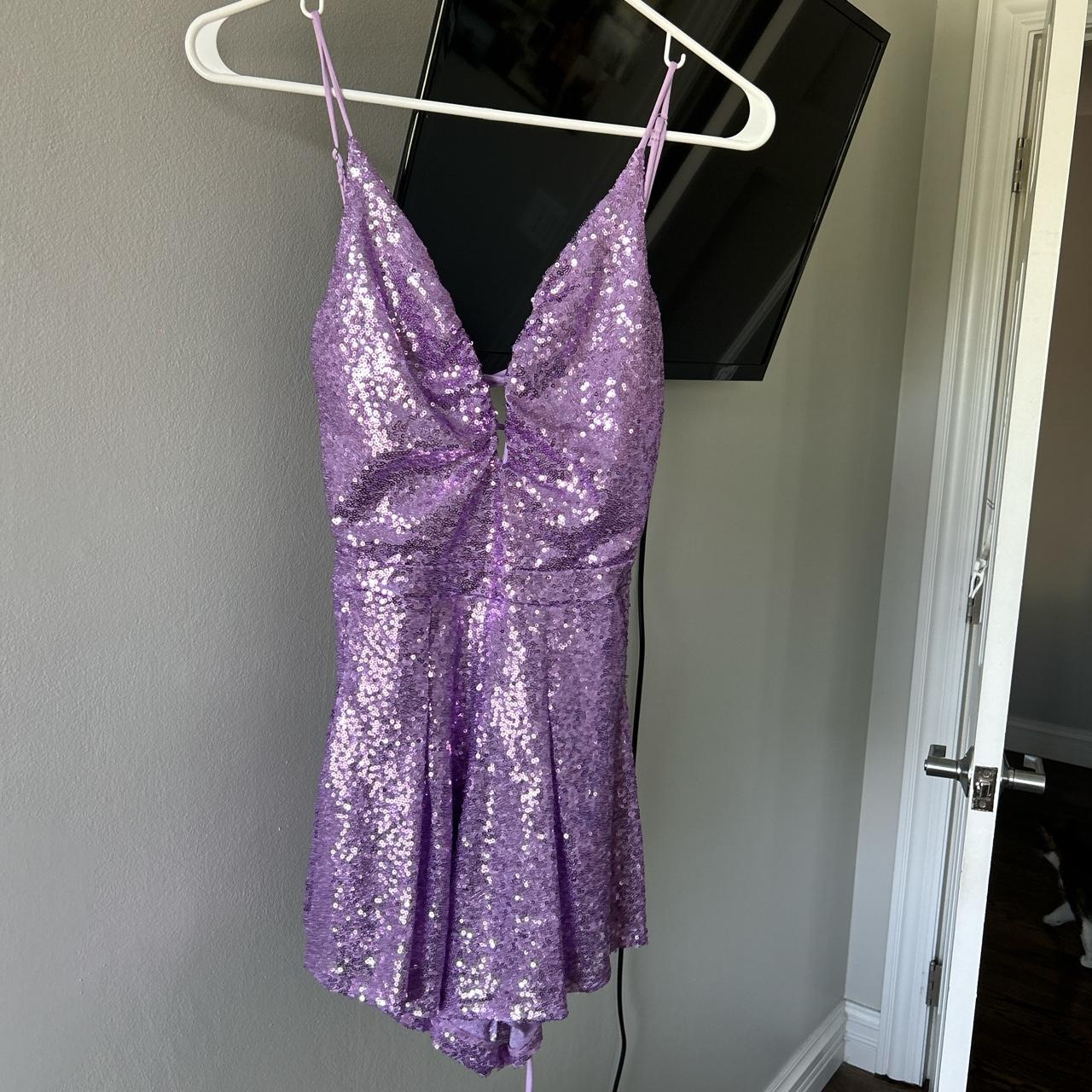 Sexy Lilac Sequin V Neck Short Party Dress Homecoming Dress cg25667
