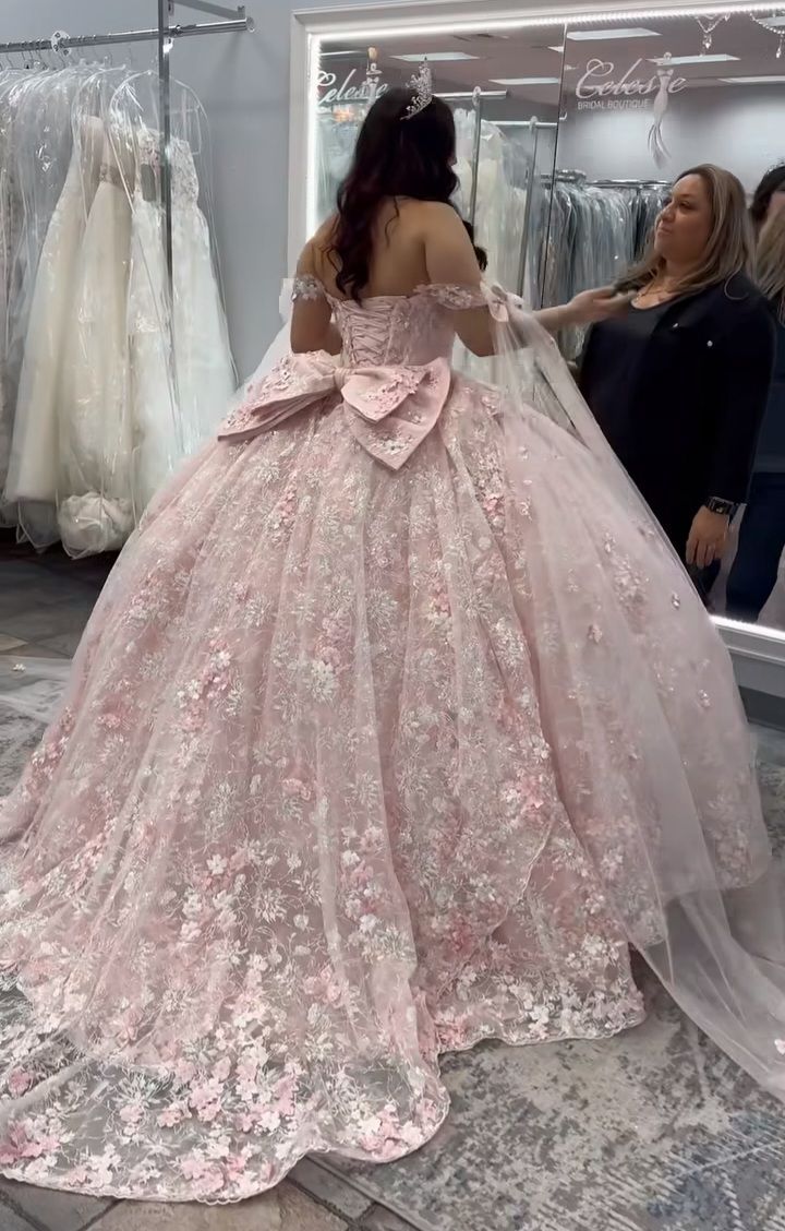A Line Pink Off Shoulder Quinceanera Dress Lace Appliques Sweet 16 15 Ball Gown cg25908