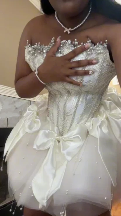 White Ball Gown Short Prom Dress Sweet 16 Birthday Outfit cg26091