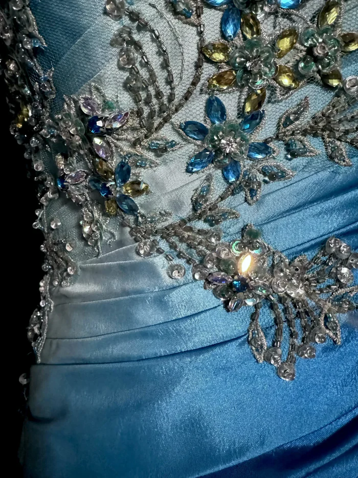 Vintage Mermaid Sweetheart Sleeveless Long Blue Prom Gown Fairy Prom Dresses cg26132