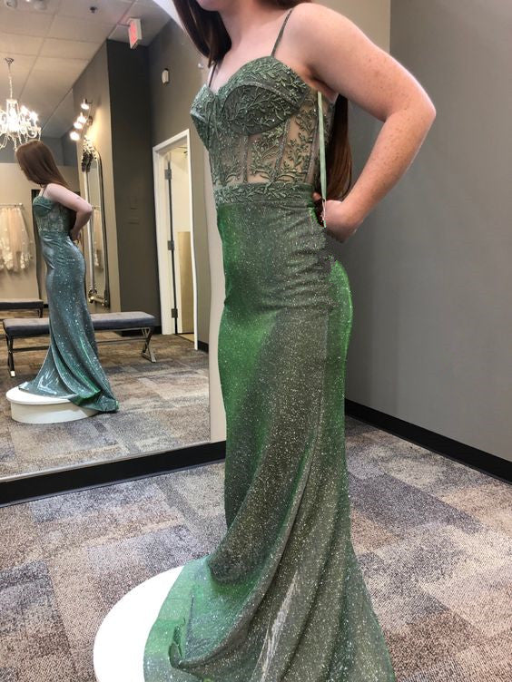green prom dress Long Prom Dresses cg24906