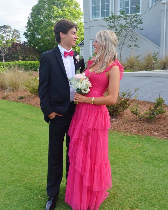 Princess Long Prom Dress Layered Tulle Sleeveless Gown,Evening Dresses cg24862