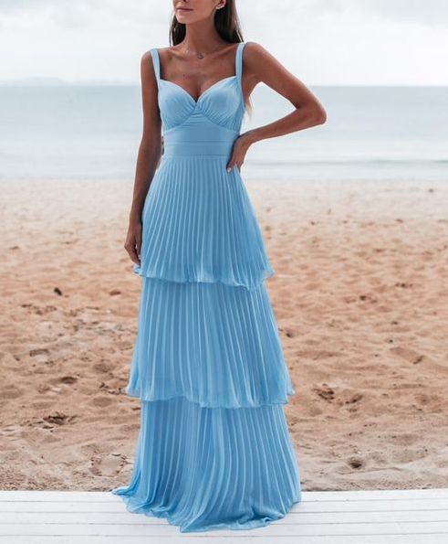 Charmantes blaues Ballkleid, langes Abendkleid, cg24927