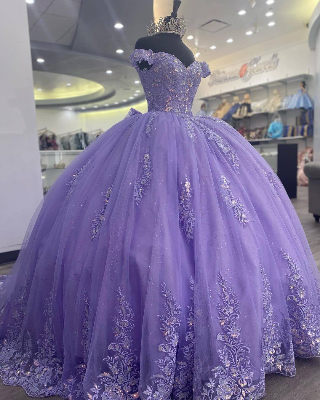 Lilac Corset Mexican Quinceanera Dress Ball Gown Prom Dress ,Appliques Lace Birthday Party Dress cg24978