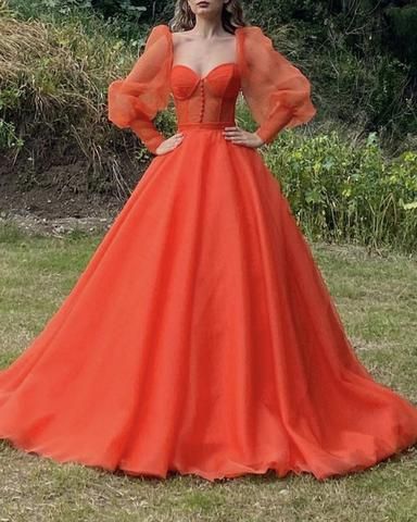 Ball Gown Organza Dresses Sweetheart Corset With Puffy Sleeves cg24994