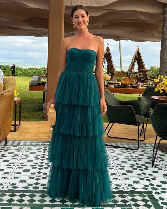 A Line Tulle Long prom dresses evening party dress cg24929