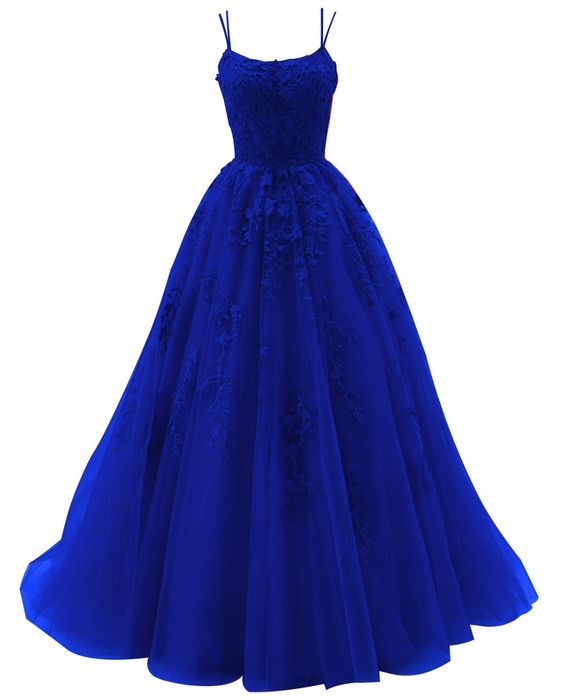 Spaghetti Strap Prom Dress Ball Gown Lace Appliques Wedding Tulle Evening Dress cg24980