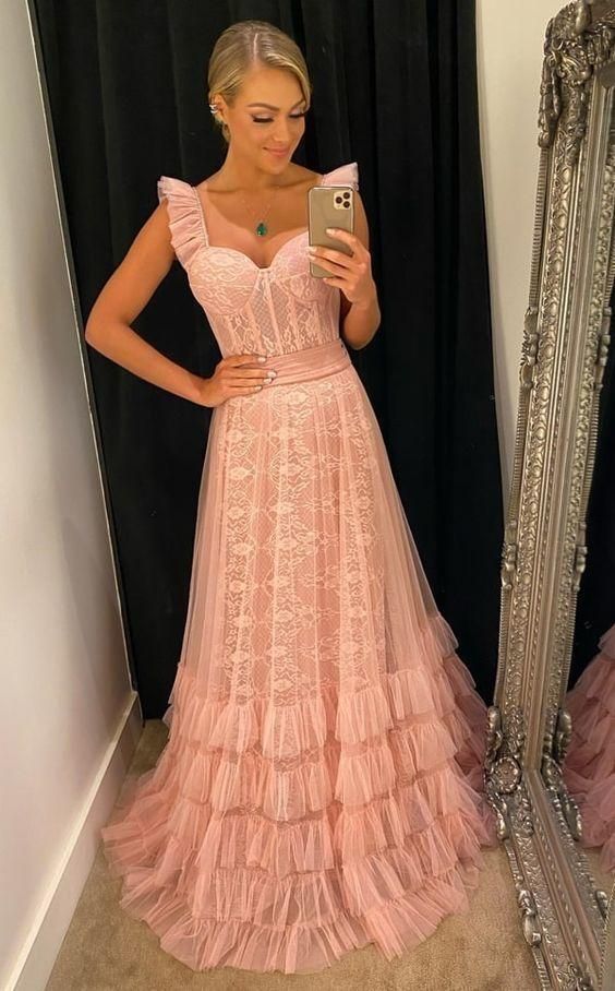 Charming tulle long prom dress,pink prom dress cg24996
