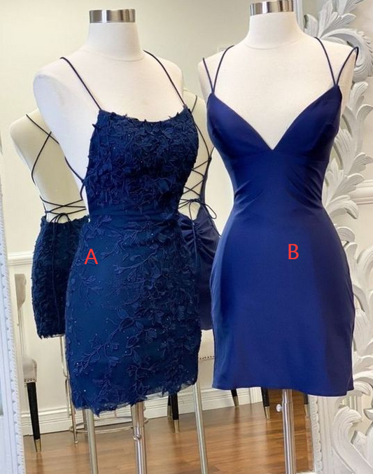 Sexy Träger Etuikleid Kurzes Homecoming-Kleid Spitze Rückenfrei cg23614
