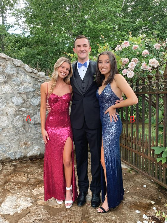 Fuchsia Princess Long Prom Dress Sequin Sleeveless Gown,Evening Dresse classygown Fuchsia Princess Long Prom Dress Sequin Sleeveless Gown,Evening Dresse classygown