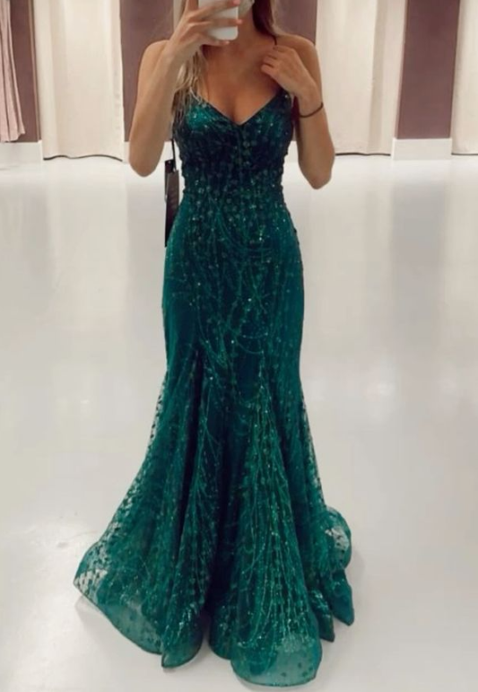 Grünes Meerjungfrauen-Ballkleid, lange Ballkleider, cg24907
