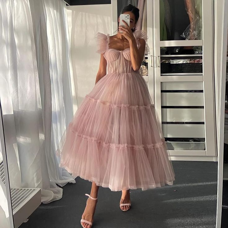 Cute tulle short prom dress pink evening dress cg19111