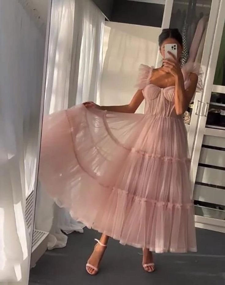 Cute tulle short prom dress pink evening dress cg19111